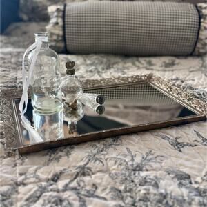 Vintage Hollywood Regency Mirrored Vanity Tray 15 X 10 inches